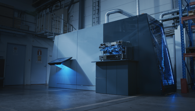 A blue machine that captures CO2 from Air