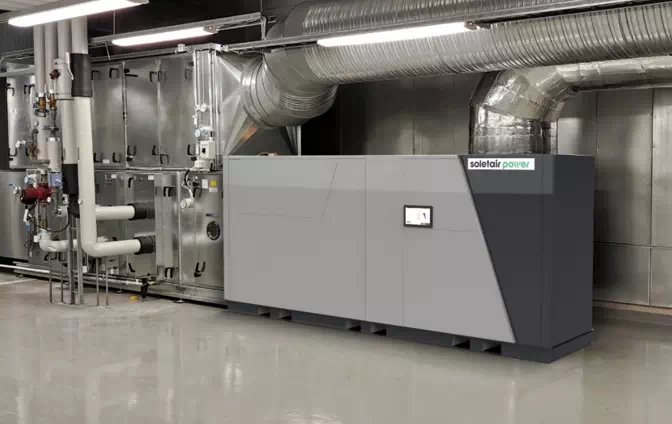 soletair power HVAC unit in a room