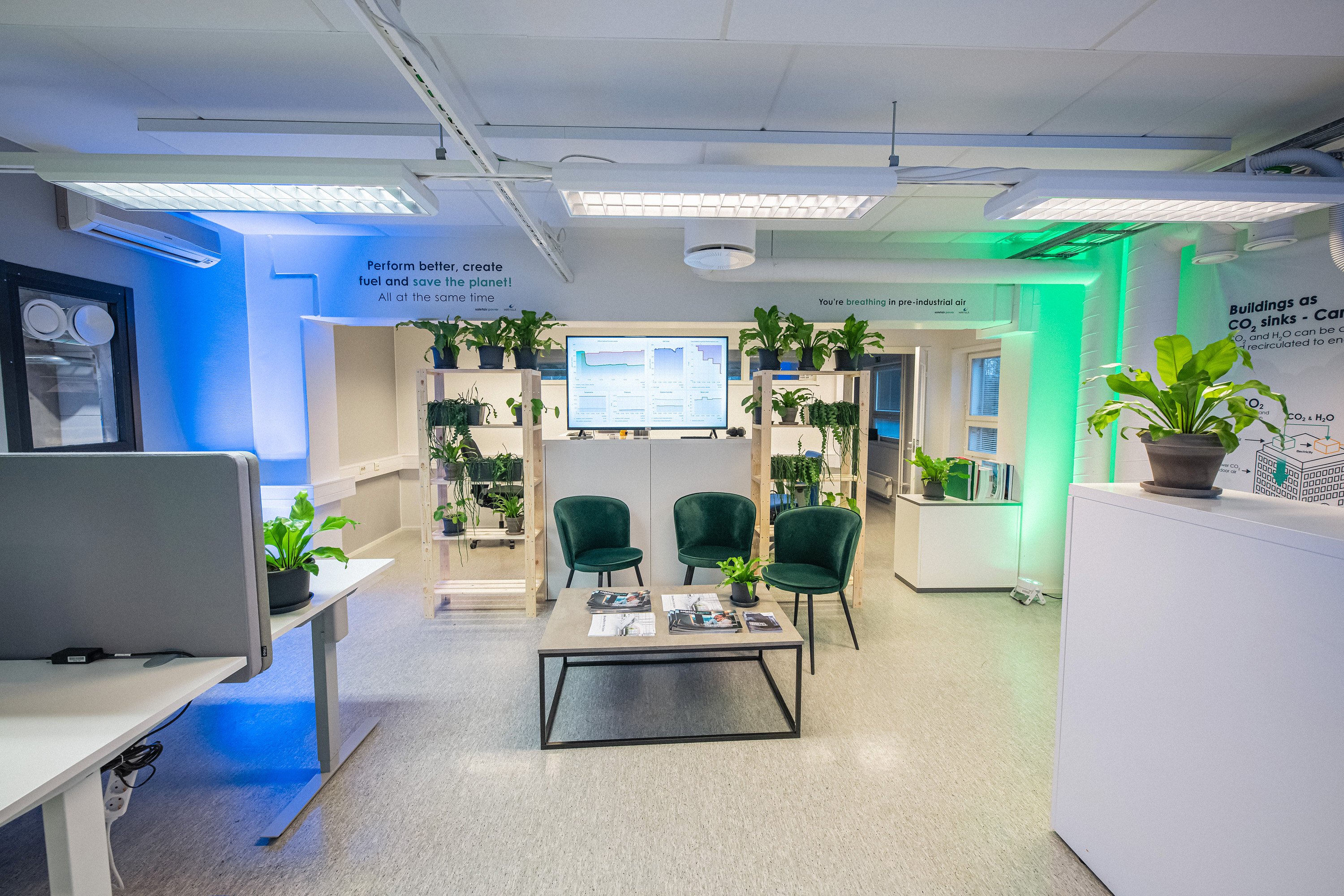 A green office room